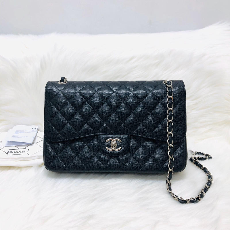 Classic Double Flap Jumbo Bag in Black Caviar with SHW | Bag Religion