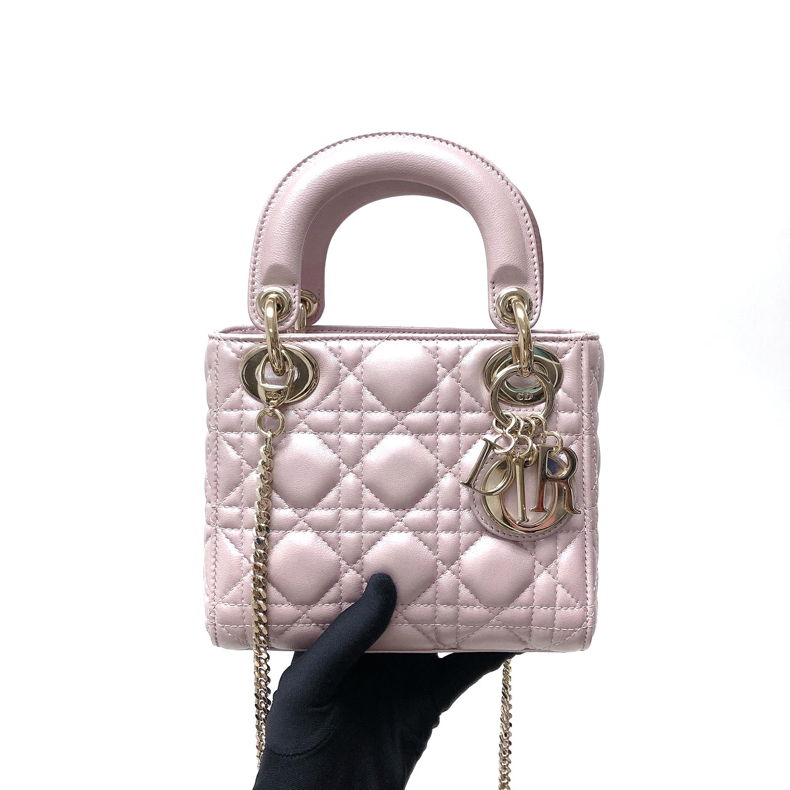 Mini Lady Dior Bag Lotus Pearlescent Cannage Lambskin  DIOR