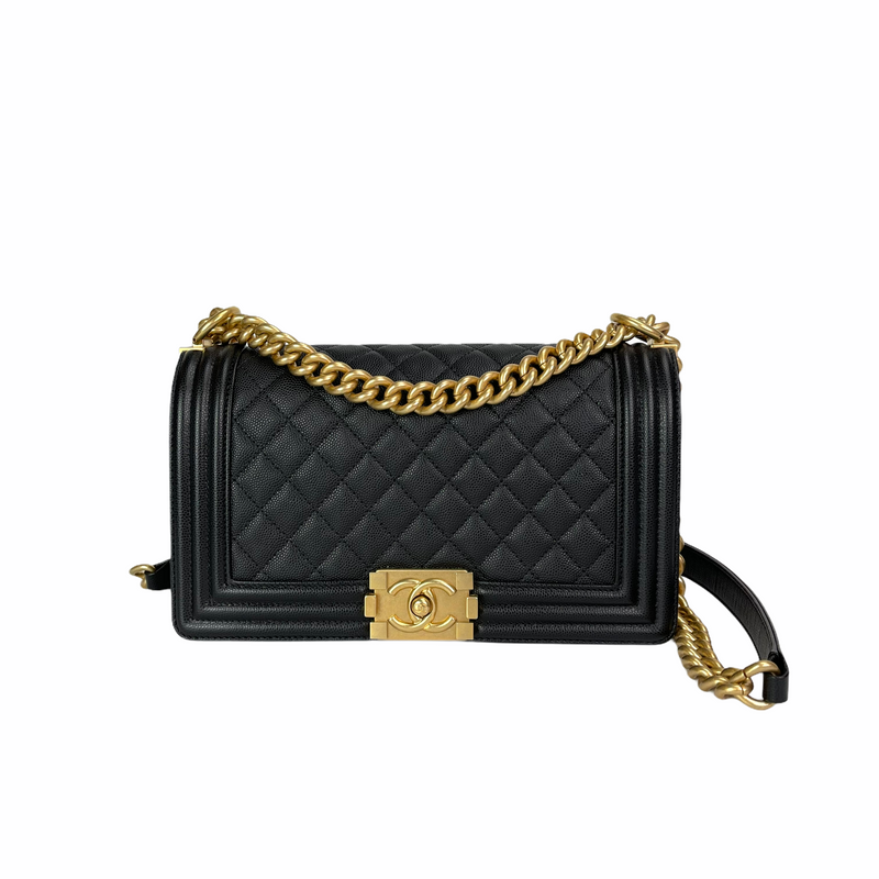 Chanel Boy Old Medium in Black Caviar with Antiqued Gold Hardware  SOLD