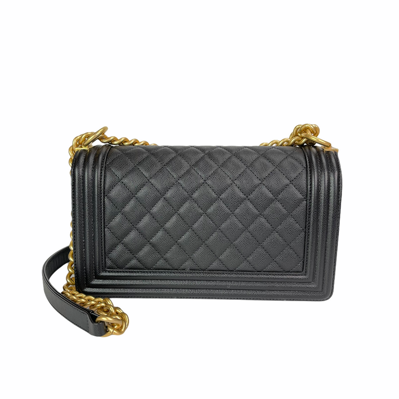 Chanel Black Caviar Leather Gold Hardware New  On Que Style