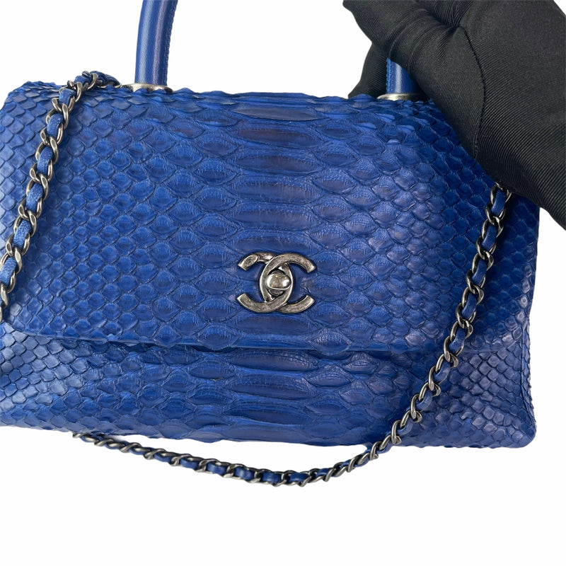 Python Coco Handle Flap Blue with RHW | Bag Religion