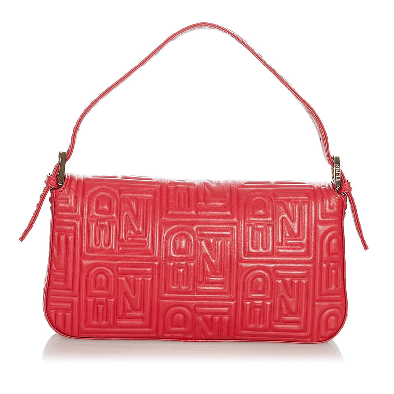 Fendi Embossed Leather Mamma Baguette Red | Bag Religion