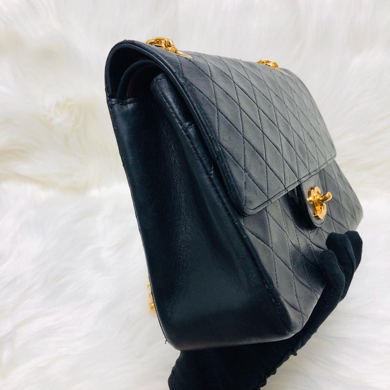 Mademoiselle Vintage Double Flap Medium in Black Lambskin with GHW with ...