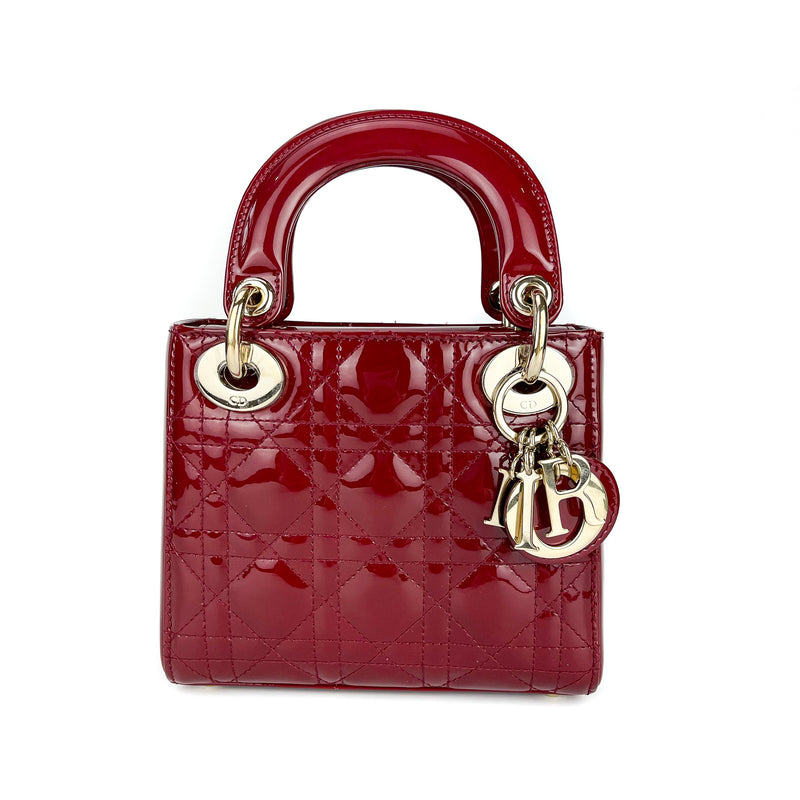 Mini Lady Dior in Patent Cherry Red Womens Fashion Bags  Wallets  Crossbody Bags on Carousell