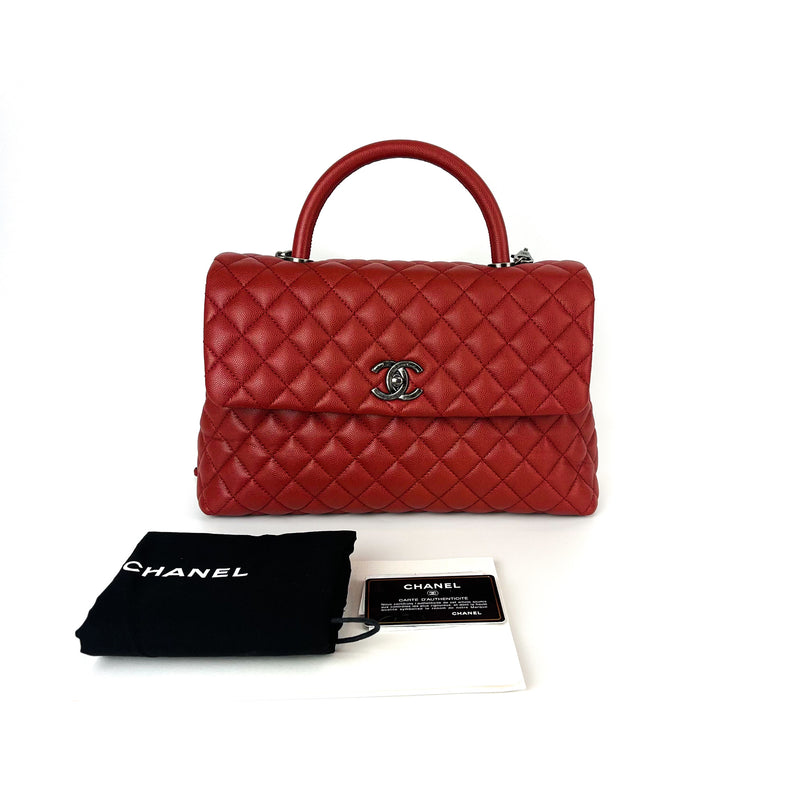 Medium Coco Handle Red Caviar RHW | Bag Religion