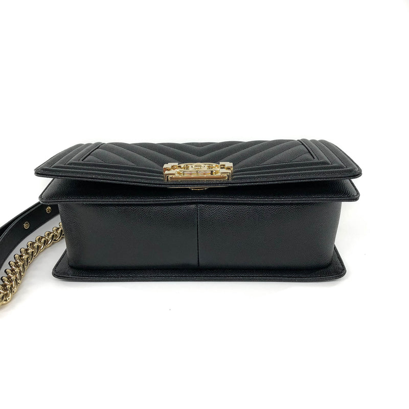 Black Boy Medium Caviar in Pale Shiny Gold Hardware | Bag Religion
