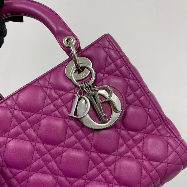 Cannage Lambskin Lady Dior Medium Bag in Violet | Bag Religion