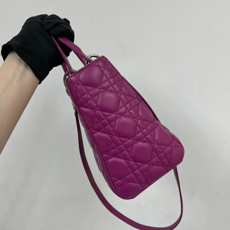 Cannage Lambskin Lady Dior Medium Bag in Violet | Bag Religion