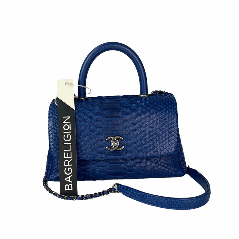 Python Coco Handle Flap Blue with RHW | Bag Religion