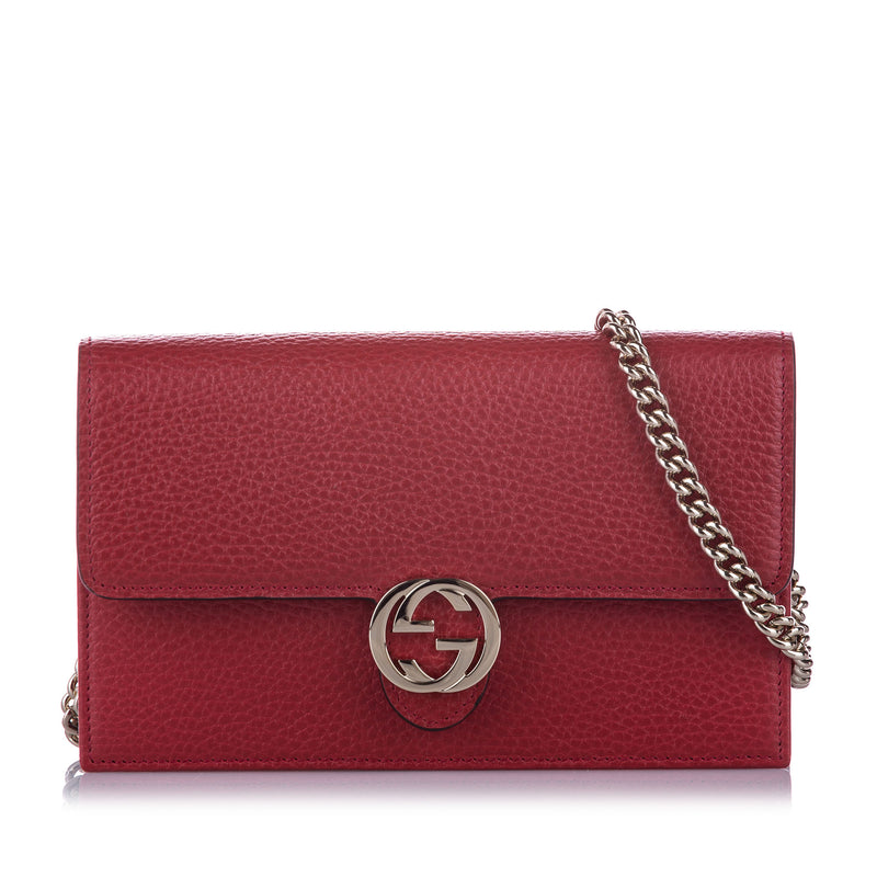 Interlocking G Leather Wallet on Chain Red | Bag Religion