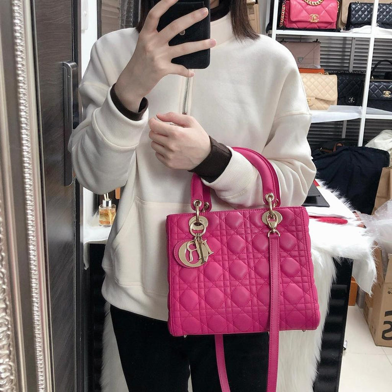 Christian Dior Hot Pink Lady Dior Medium Bag  The Closet