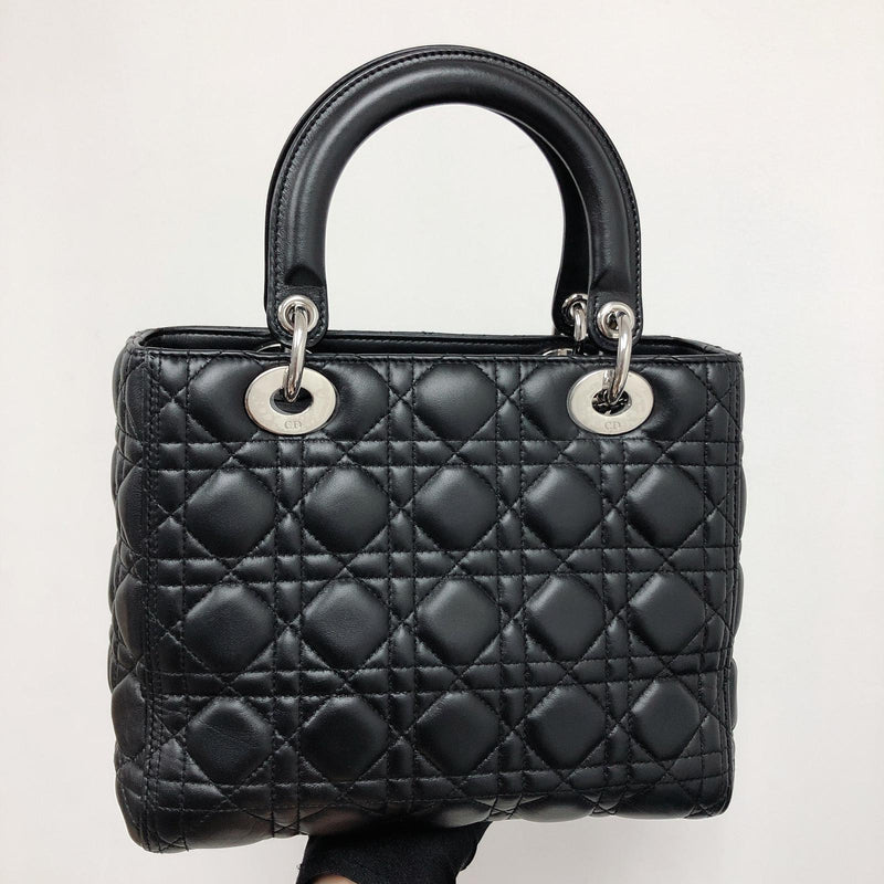 Medium Lady Dior Bag Black Cannage Calfskin with Diamond Motif  DIOR AU