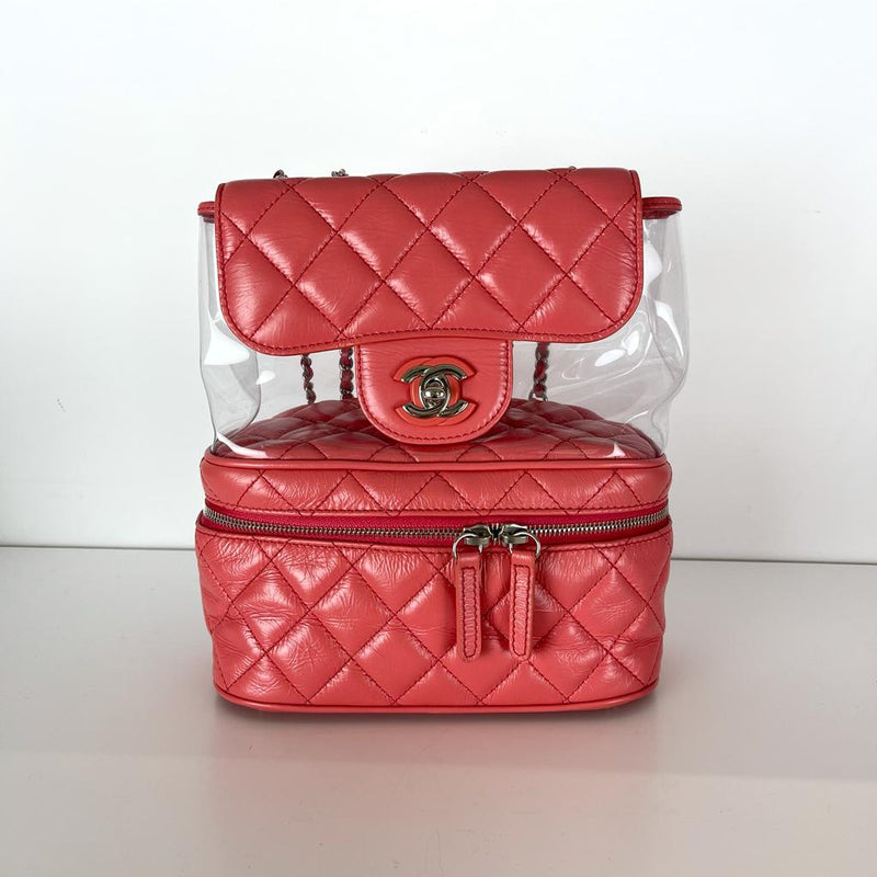 Pink Crinkled Leather and PVC Vanity Bag | Bag Religion