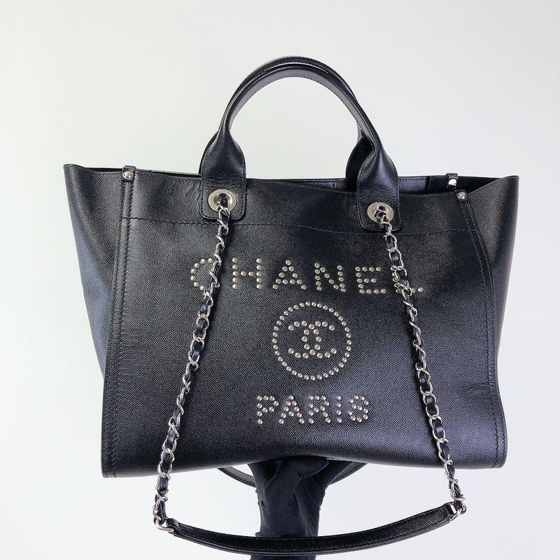 leather chanel tote