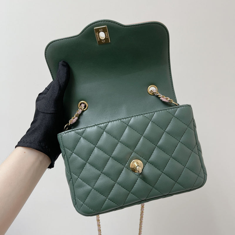 Two Toned Flap Lambskin Green/Pink GHW | Bag Religion