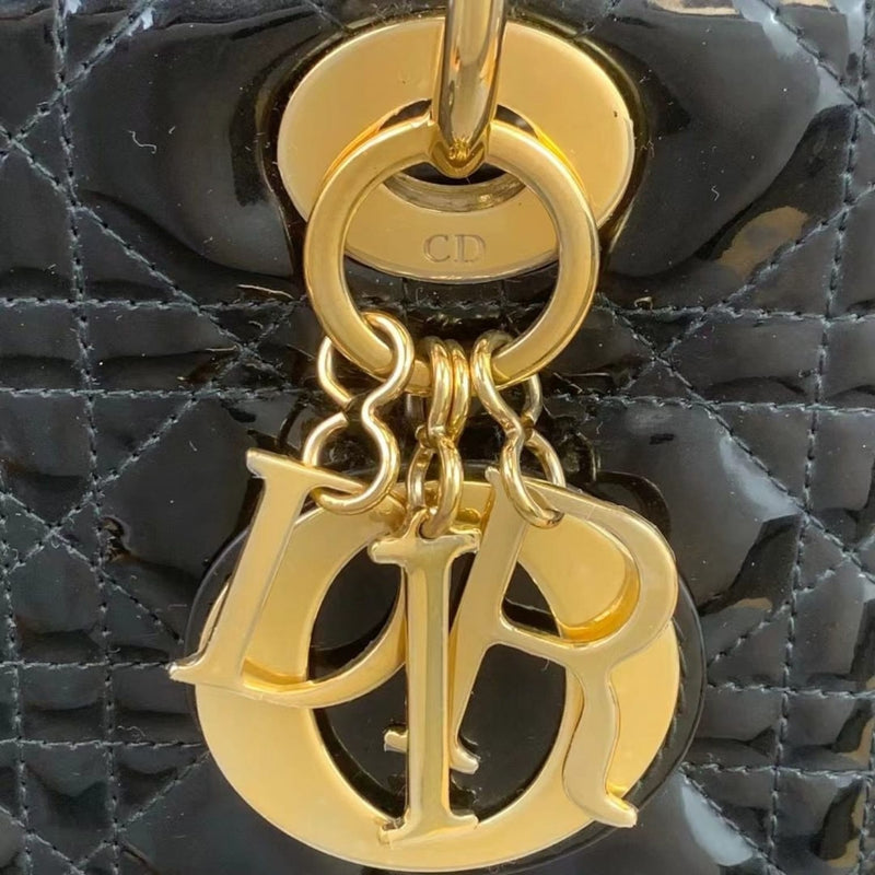 Medium Lady Dior Patent Black GHW | Bag Religion