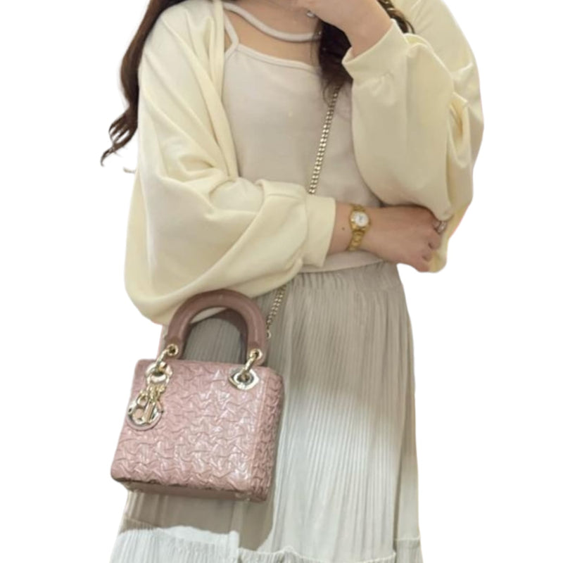Mini Lady Dior Bag with Chain in Lotus Pearly Lambskin  STYLISHTOP