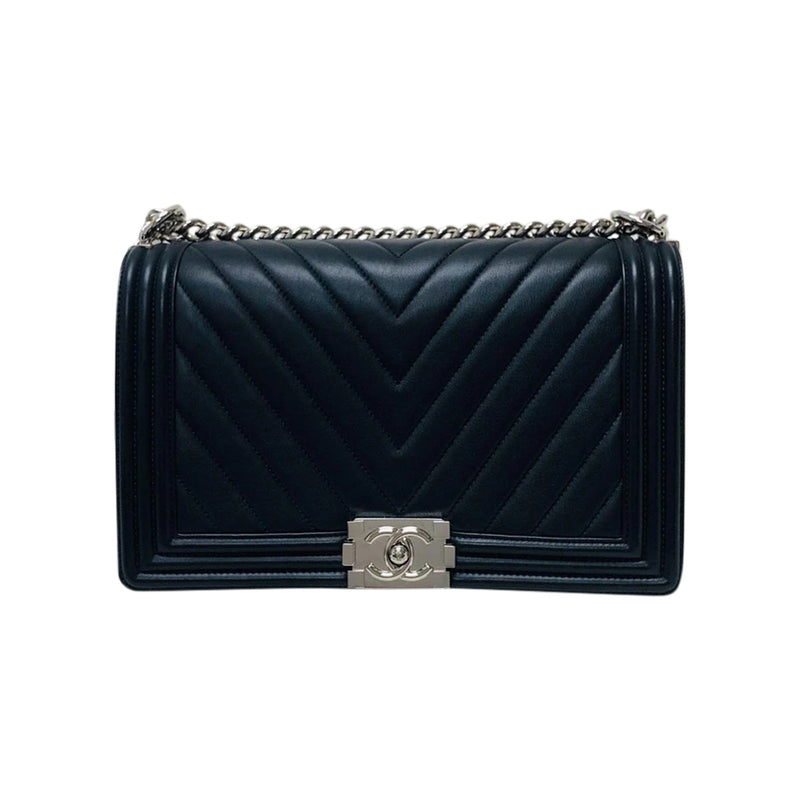 Chanel Boy Flap Bag Quilted Caviar New Medium Black Authentic W Dust Bag  Card  eBay