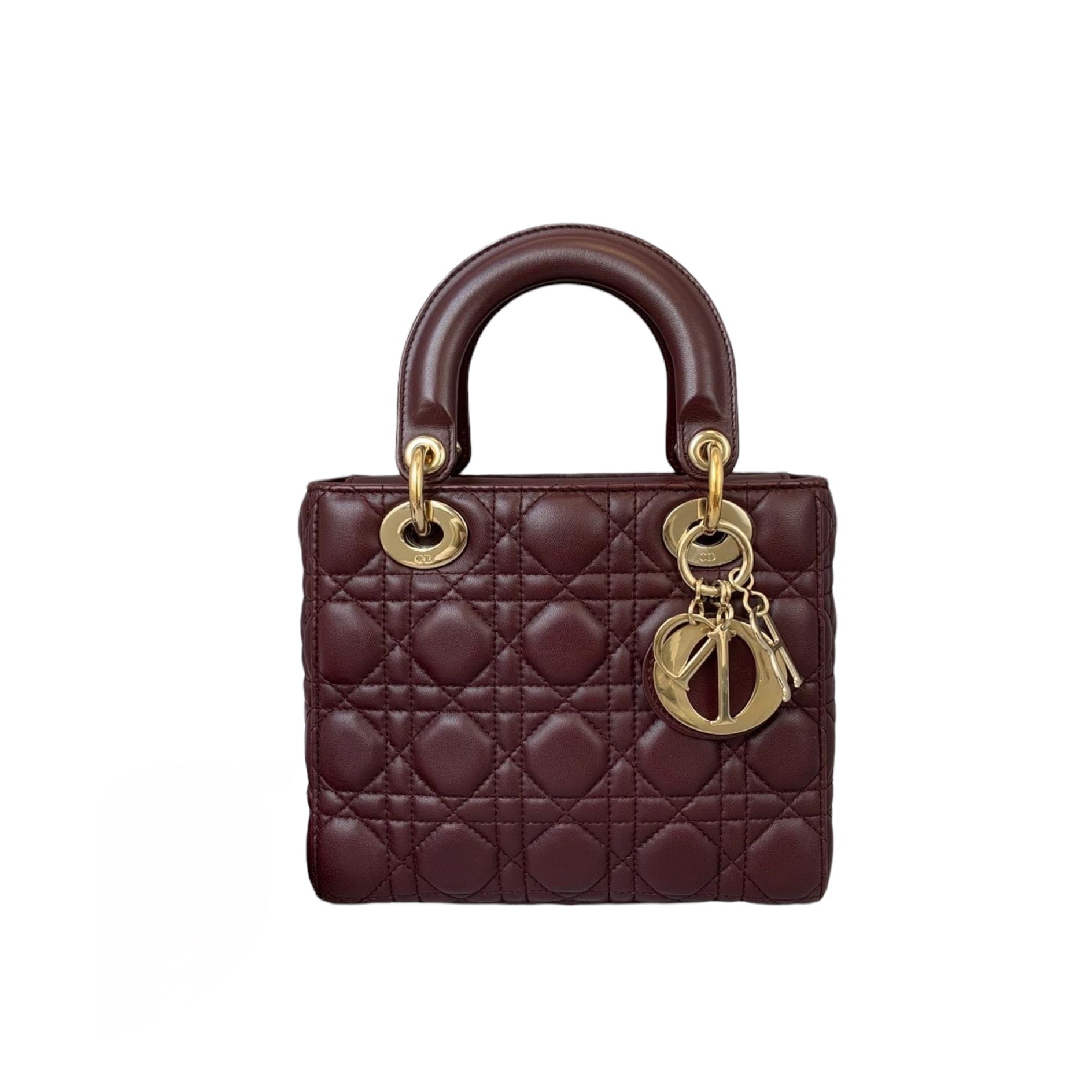 Lady dior leather handbag Dior Burgundy in Leather  31833011