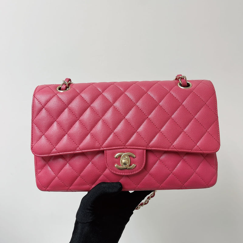 Chanel Iridescent Pink Bag  Chanel Small vs Medium Classic Flap  YouTube