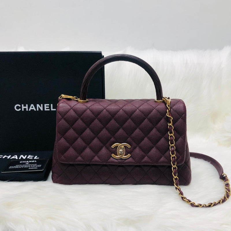 Burgundy Caviar Quilted Medium Coco Handle Flap | Bag Religion