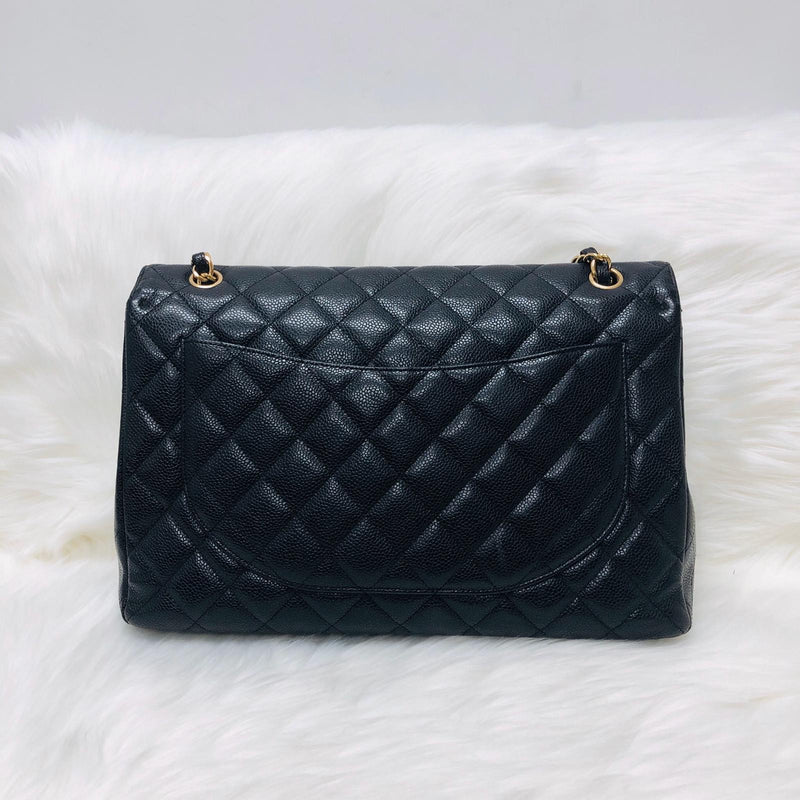 Single Flap Maxi in Black Caviar Leather with GHW | Bag Religion
