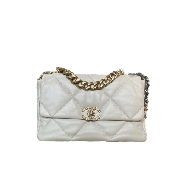 Chanel 19 Large Lambskin Light Beige GHW | Bag Religion