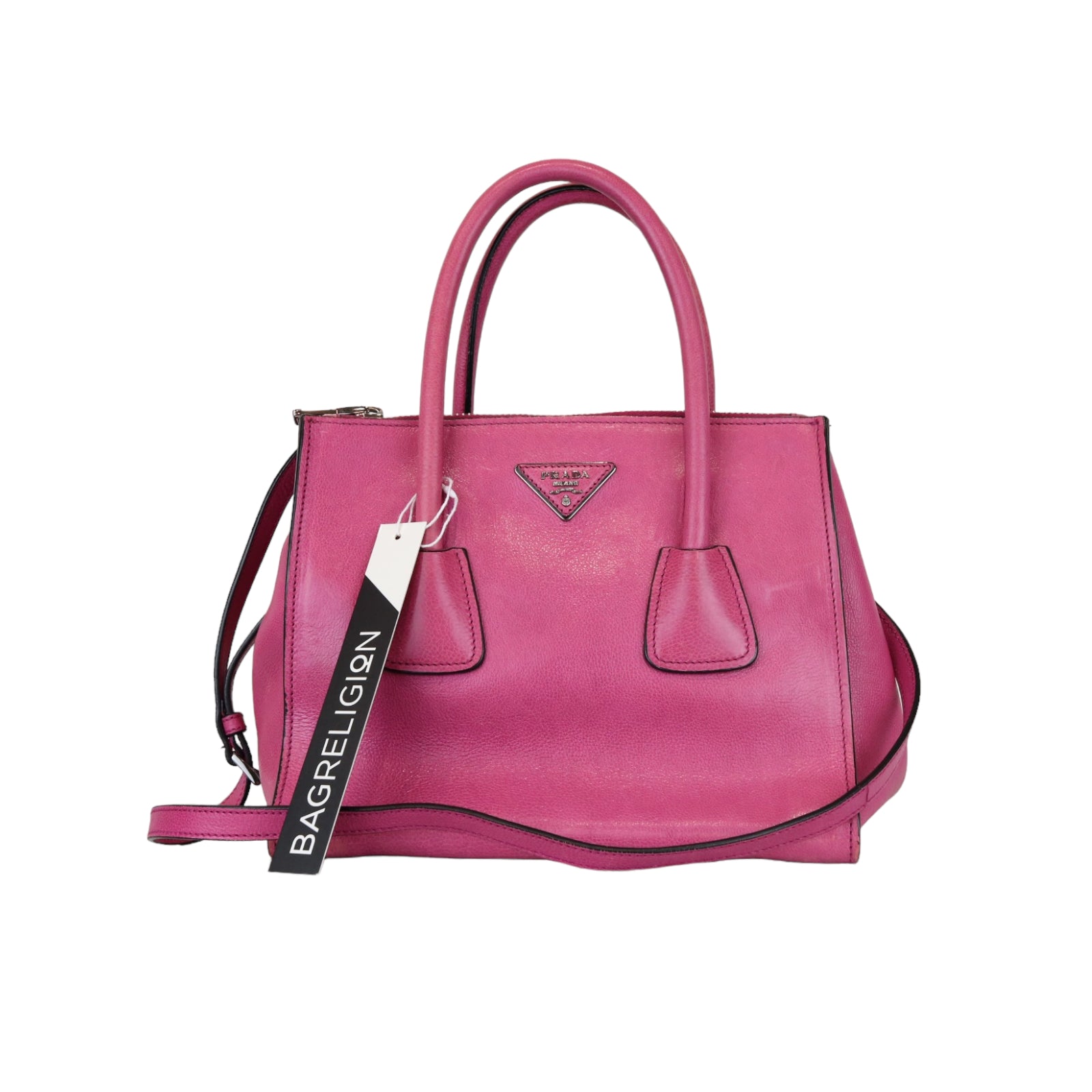 Twin Pocket Leather Satchel Pink SHW | Bag Religion