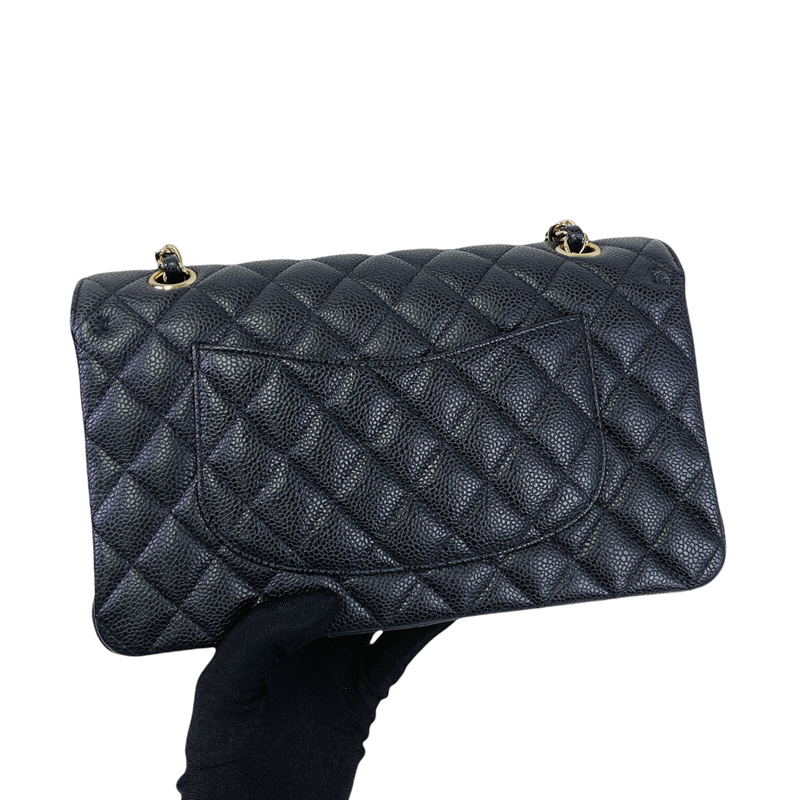 Chanel Classic Flap Bag Medium Black Gold  Nice Bag