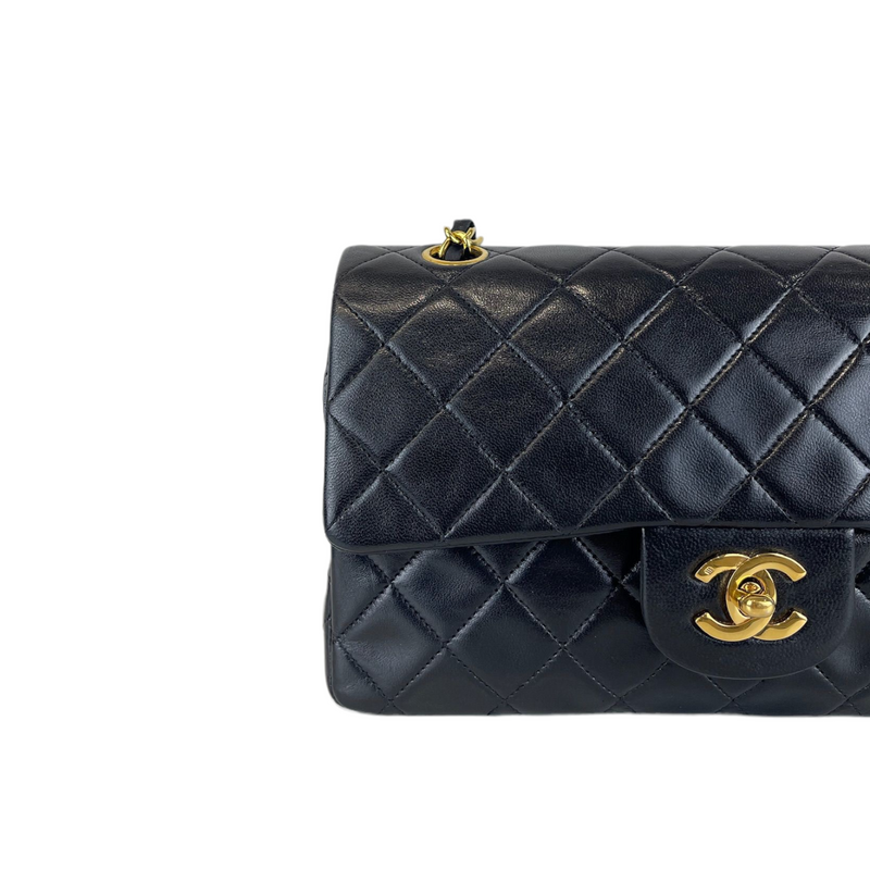 Chanel Black Quilted Caviar Mini Square Single Flap Silver Hardware, 2005-2006, Womens Handbag
