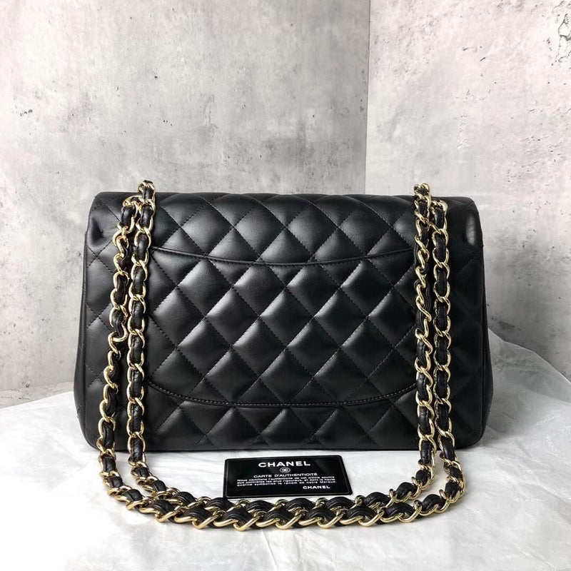 Jumbo Double Flap in Black Lambskin with GHW | Bag Religion