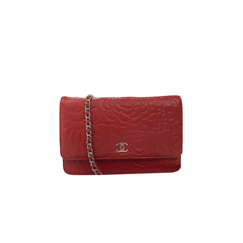 Camellia Wallet on Chain Lambskin Leather Red SHW | Bag Religion