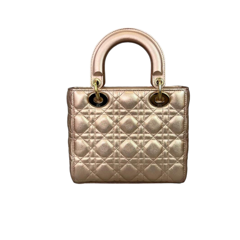 Lady Dior Mini in pearly lambskin in pinkrose gold color  httpsyoutube5ePWkTiQ1VI