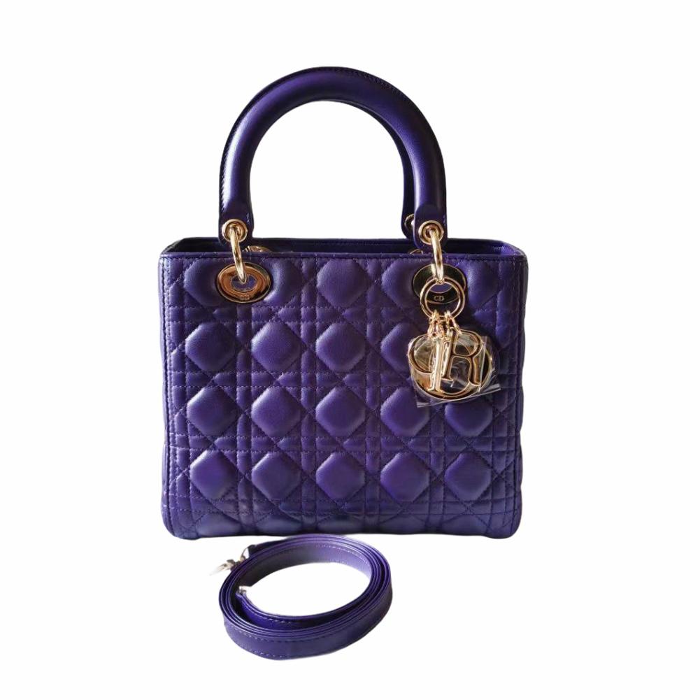 Christian Dior Purple Patent Leather Large Lady Dior Bag in United States