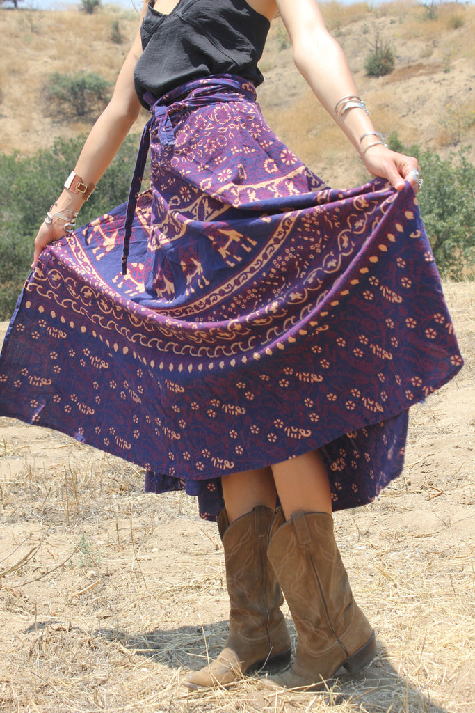 1970s Indian Block Print Wrap Skirt – Honeywood