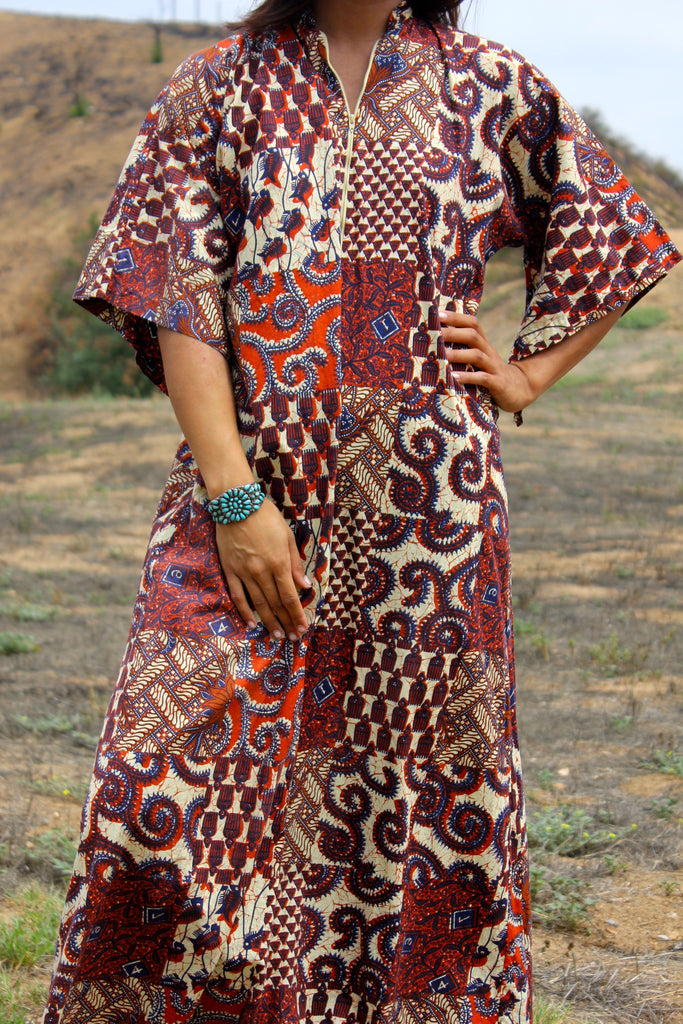 Bohemian Earthy Ethnic Maxi Dress Circa 1970s – Honeywood