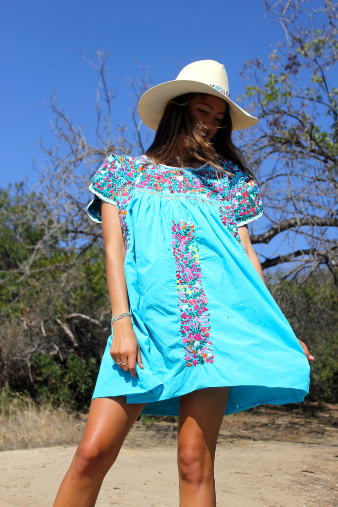 Oaxacan Hand Embroidered Mini Dress Circa ~ 1970s – Honeywood