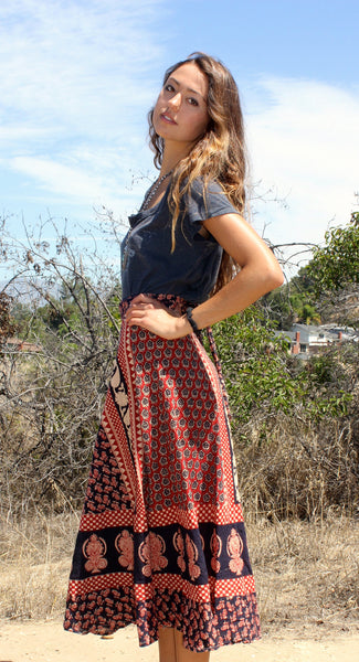 1970s Indian Block Print Wrap Maxi Skirt – Honeywood