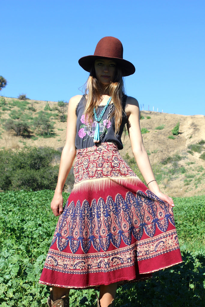 1970s Indian Block Print Wrap Skirt – Honeywood