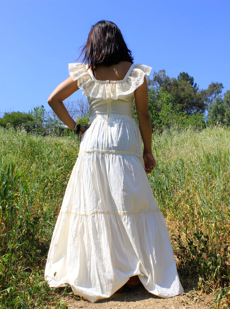 Prairie Chic 1970s Wedding Dress Maxi – Honeywood