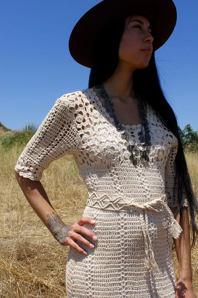 Exquisite Antique Bohemian Crochet Maxi Dress – Honeywood