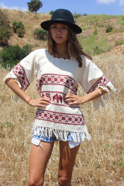 Vintage Handwoven Mexican Tunic Blouse – Honeywood