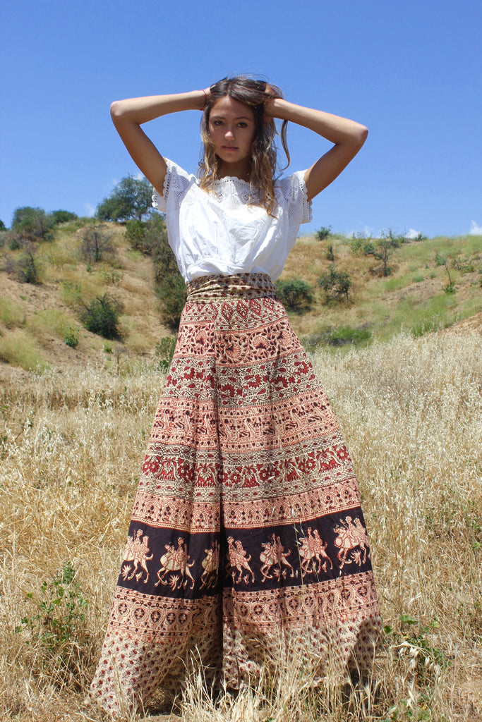 1970s Indian Wrap Skirt Super Long And Ultra Yummy Honeywood 4868