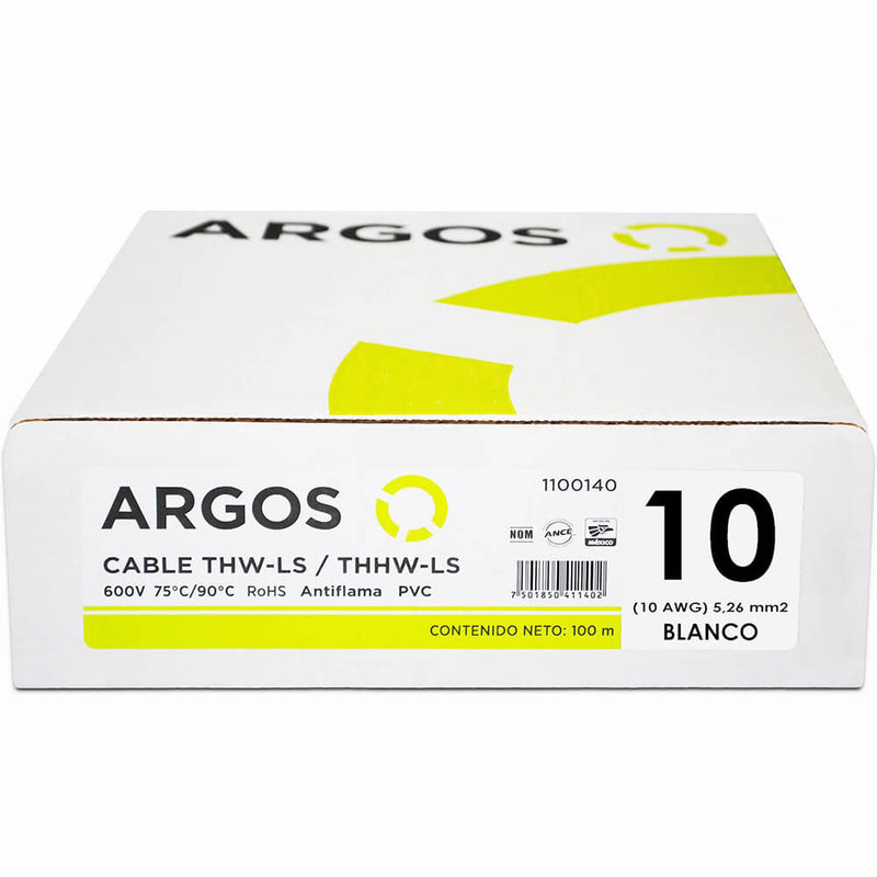 Cable Thhw Ls Argos Calibre 10 Color Blanco 8633