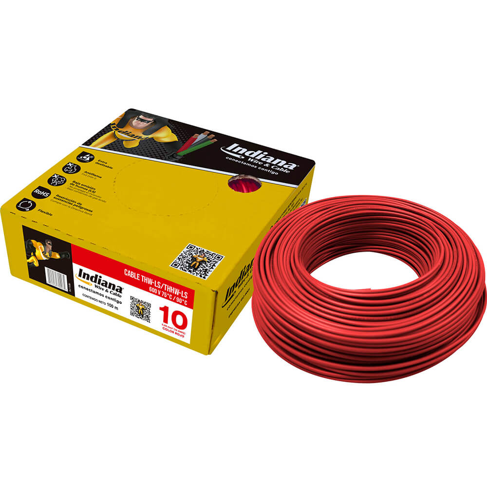Cable Thhw Ls Indiana Calibre 10 Color Rojo 5759