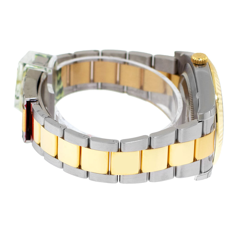 Rolex Datejust II 41mm Yellow Gold & Steel Black Roman Dial Fluted Bezel 116333-Da Vinci Fine Jewelry