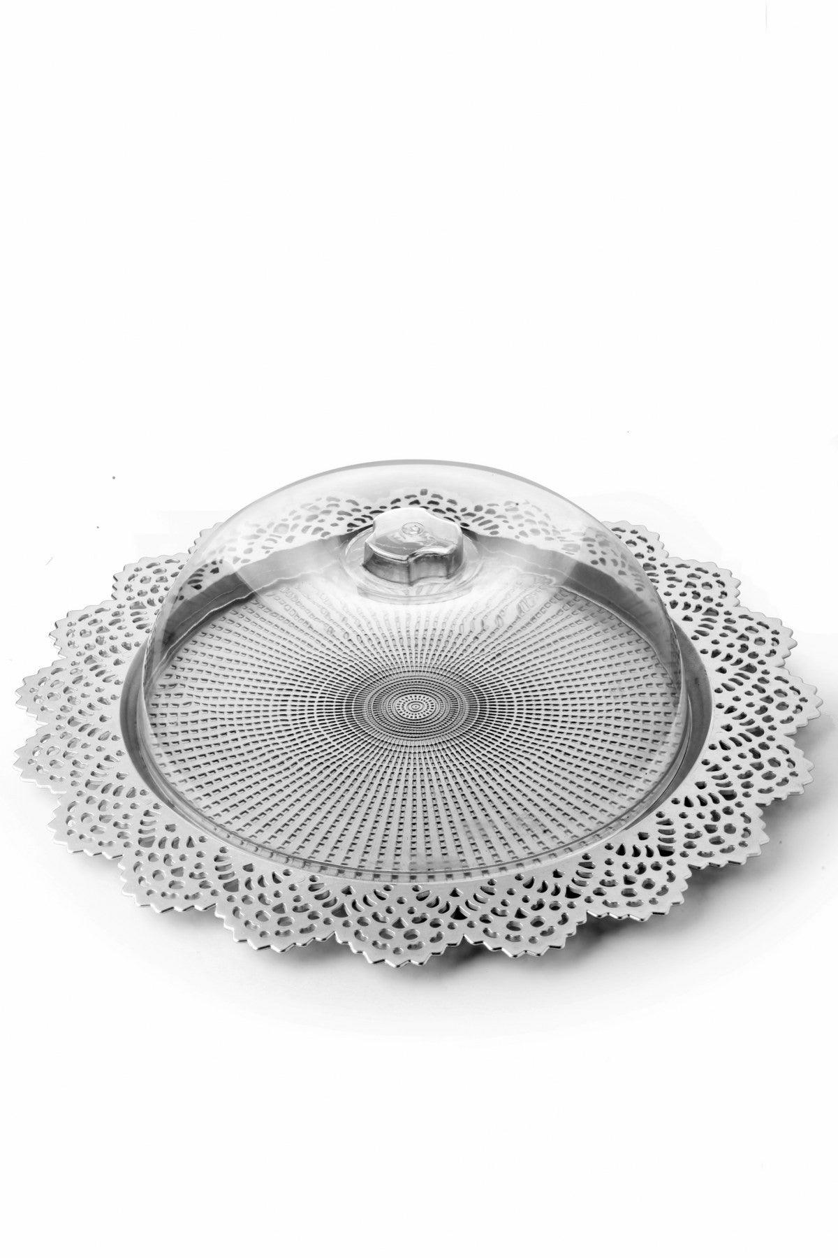 Tavă cu clopot Bell-shaped Plastic Jar MRTS - Silver, Argint, 38x10x38 cm