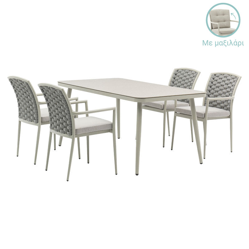 Set de gradina 5 piese Ecco-Moritz aluminiu textilen 160x90x75cm