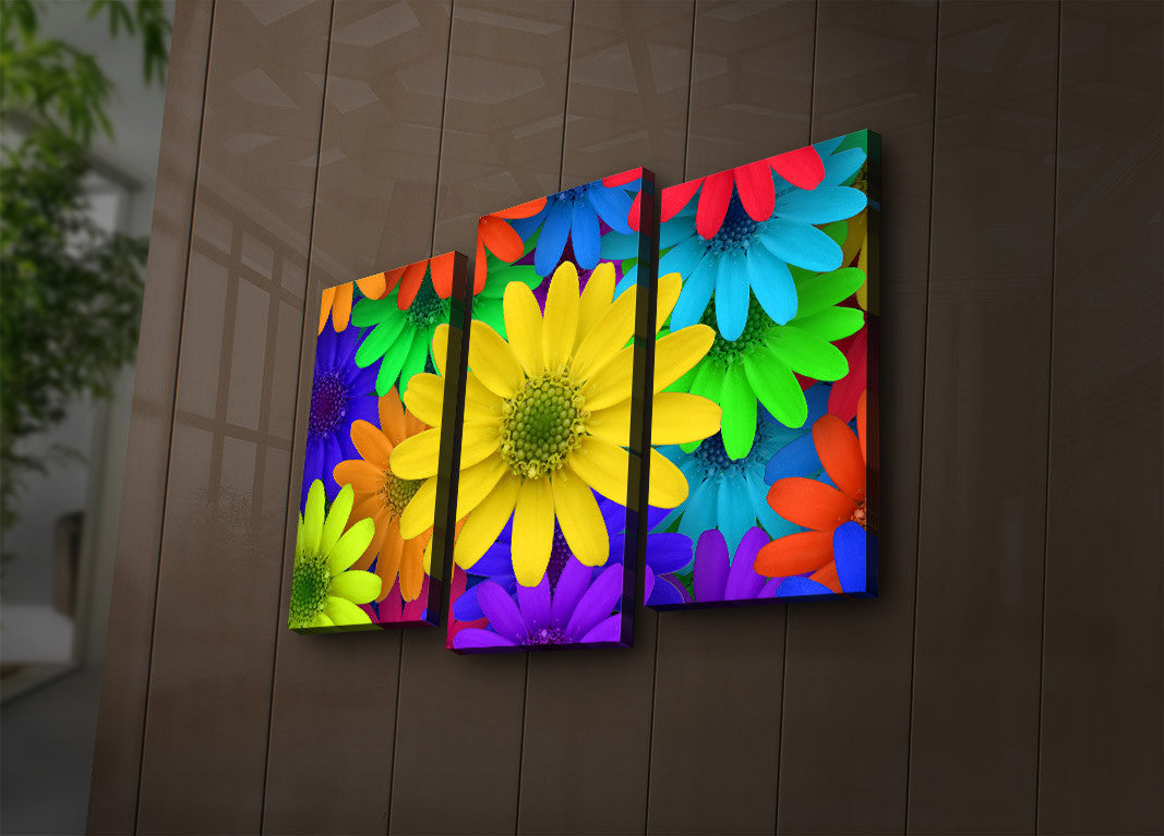 Tablou Canvas cu Led Flori, Multicolor, 66 x 45 cm