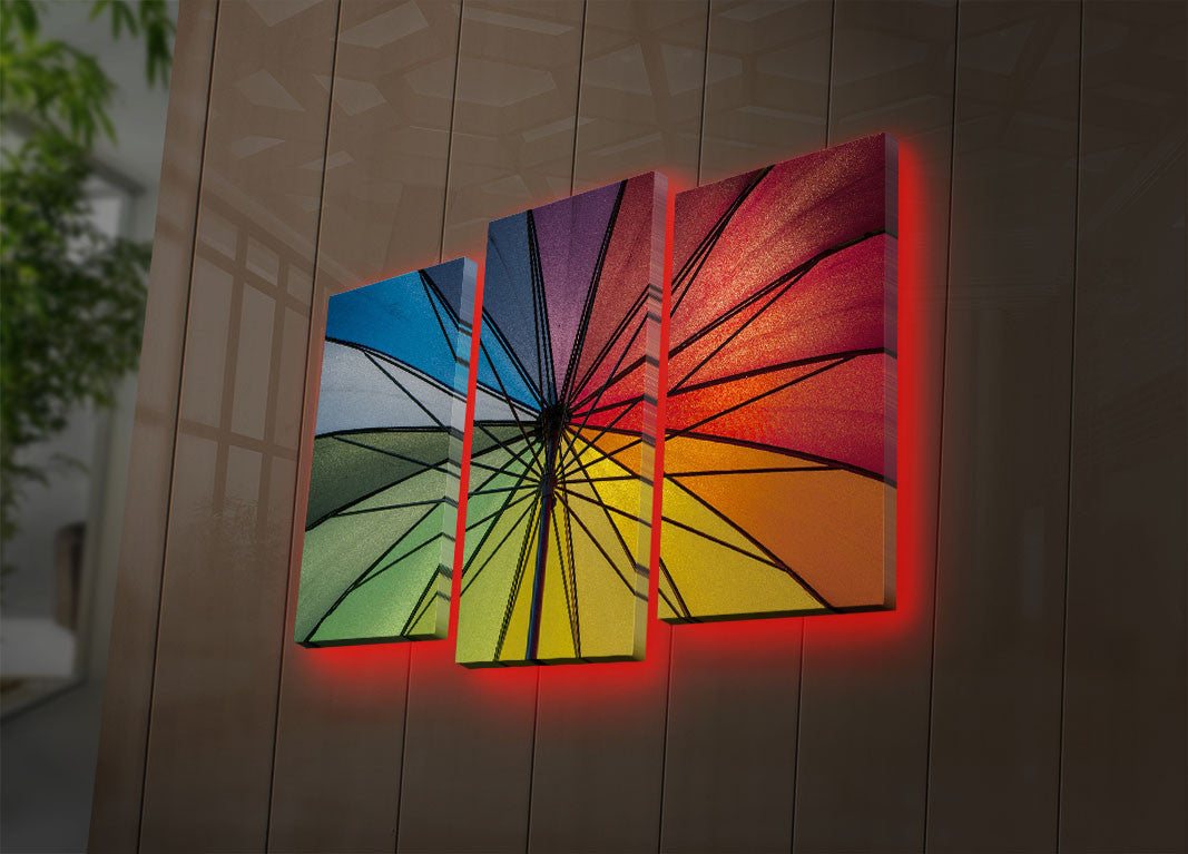 Tablou Canvas cu Led Umbrela, Multicolor, 66 x 45 cm